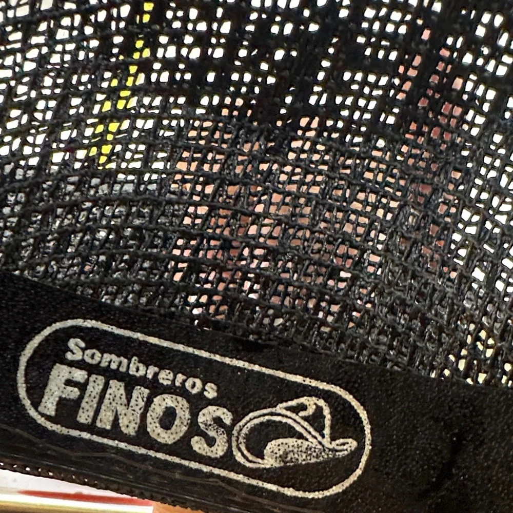 Sombreros Fino Black Cowboy Hat with White Band Size 7 1/8 Made in Mexico HT8796